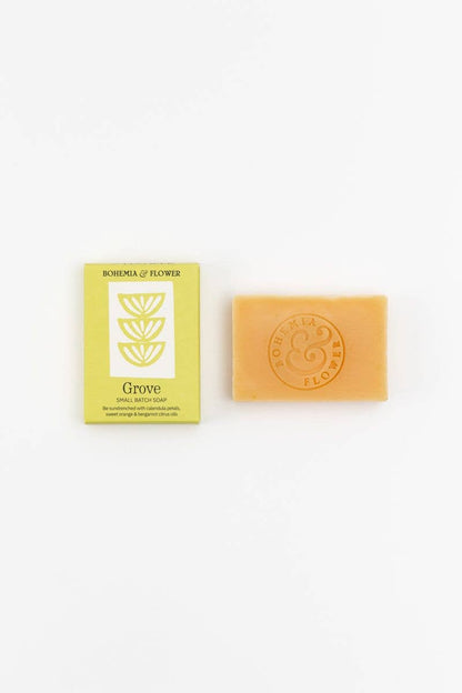 Handmade orange and bergamot soap bar with calendula petals
