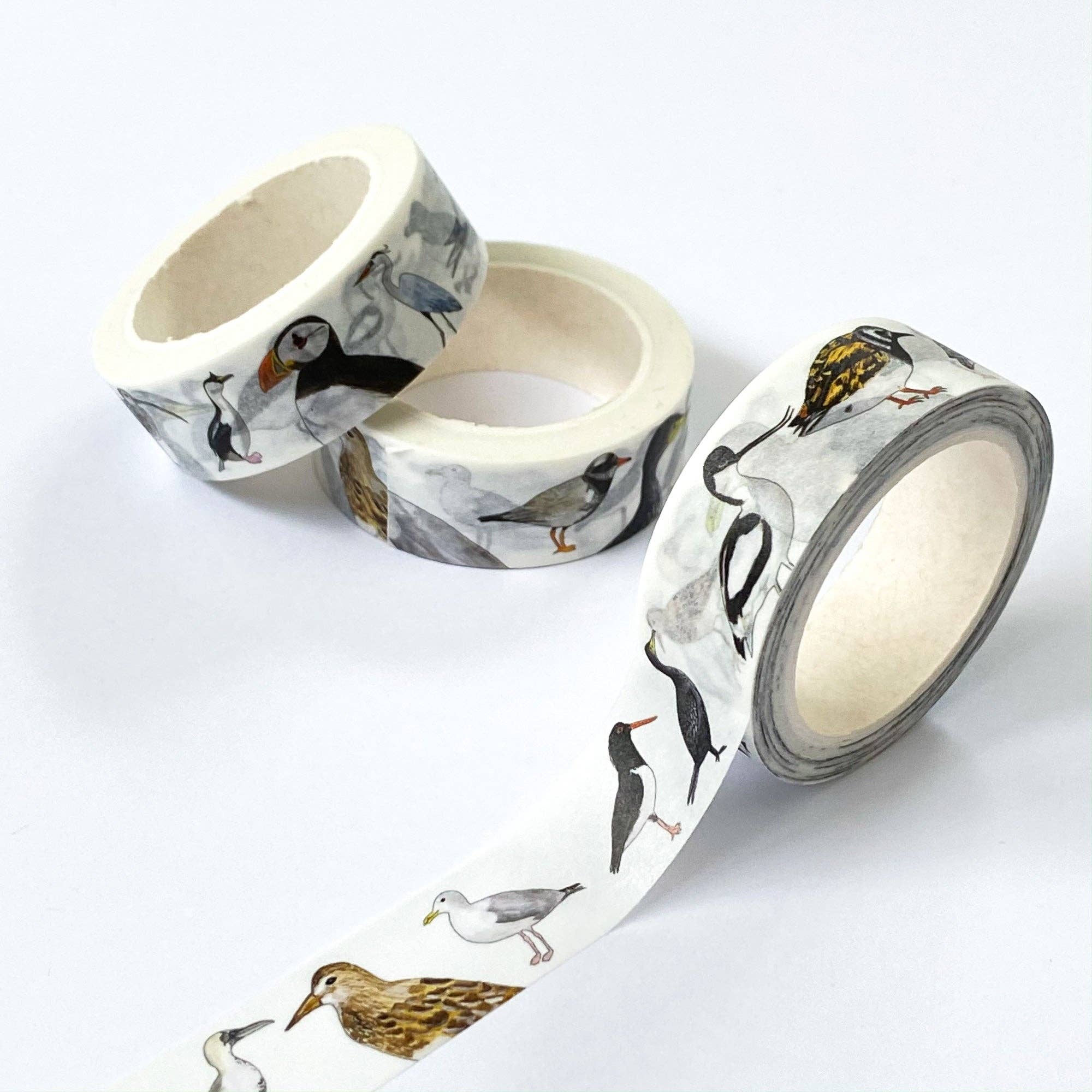 washi tape with british coastal birds artist illustrations
