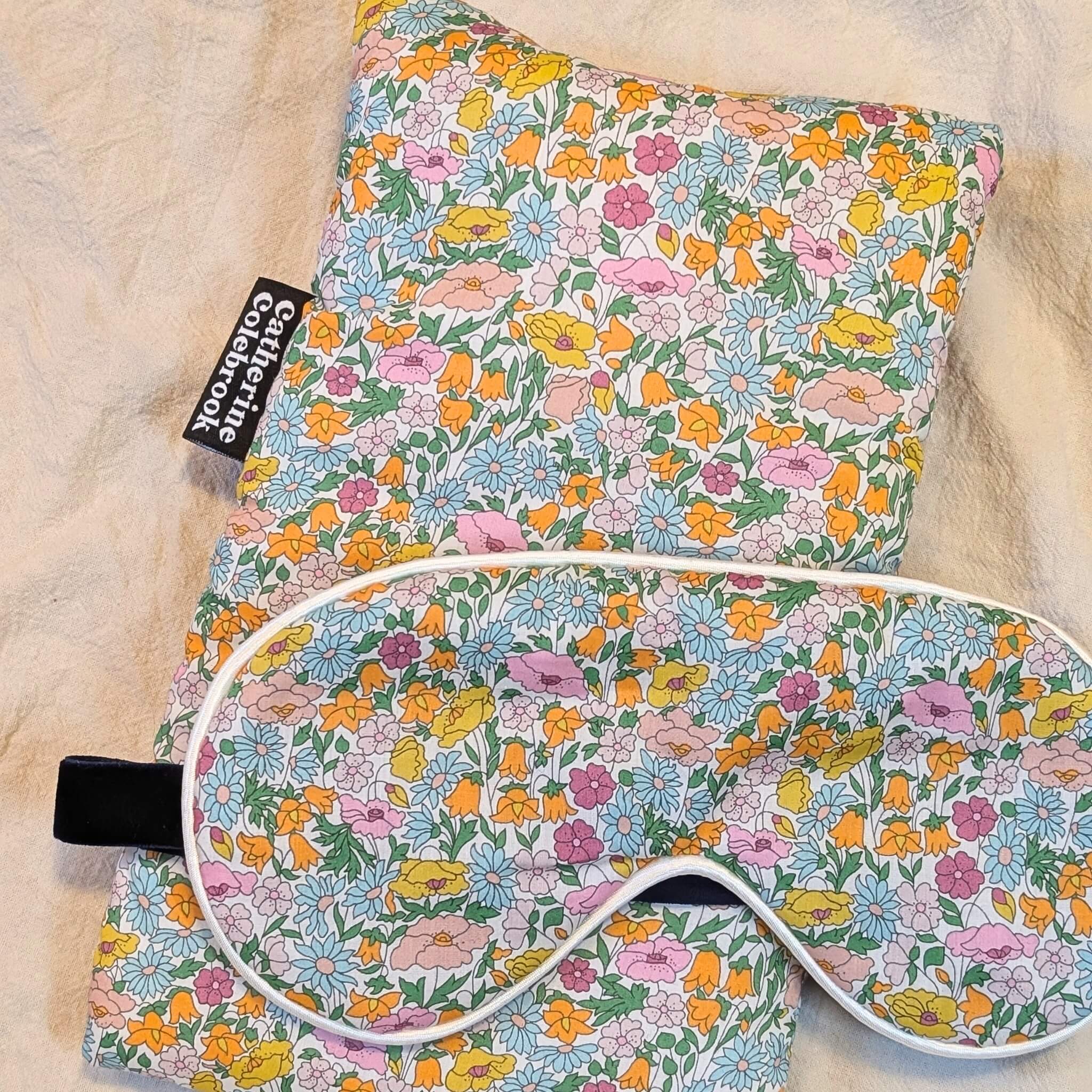 Bundle - Liberty Fabric Mini Hot Water Bottle & Eye Mask in Poppy Forest - Hot Water Bottle - Subject to Change