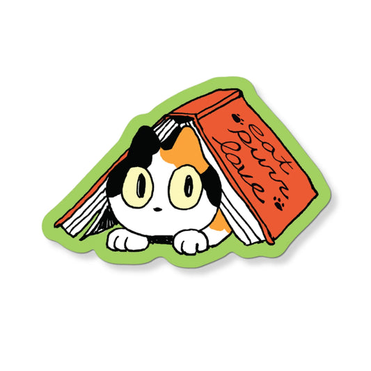 Eat Purr Love Cat Book Sticker