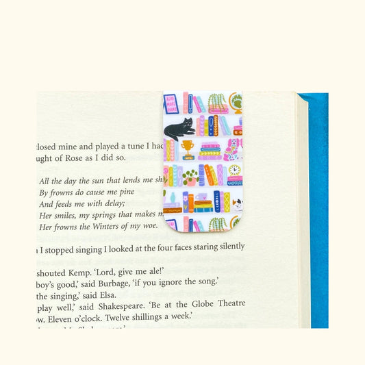 Bookshelf magnetic bookmark – illustrated bookmark – Subject to Change