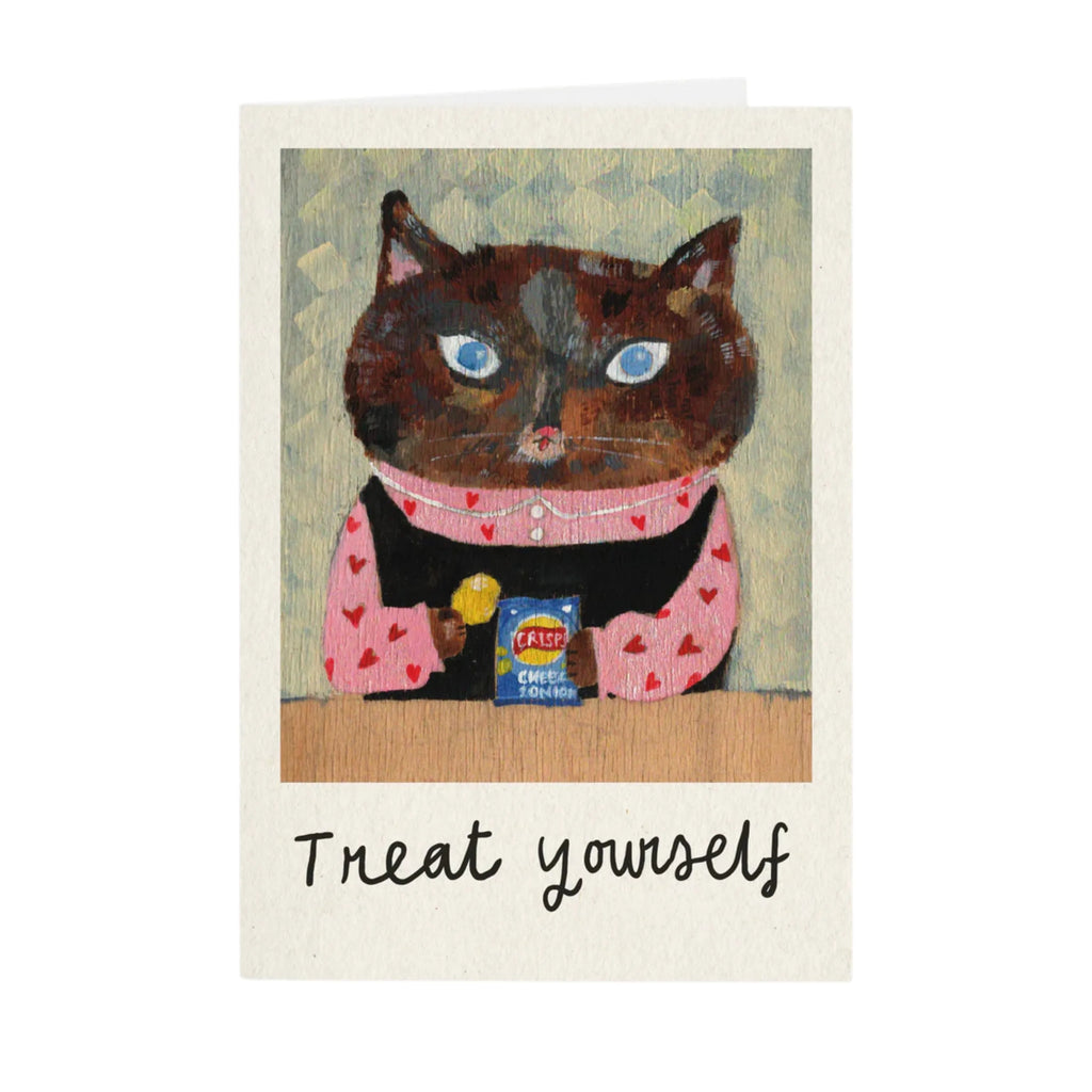 Cute Cat Birthday Card – Treat Yourself by Studio Boketto