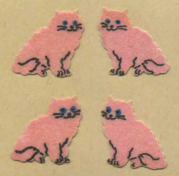 Fuzzy Pink Cat Mini Sticker Sheet