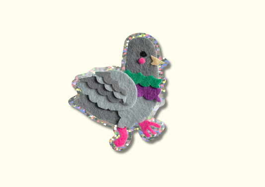 Shellflower Pigeon Glitter Sticker