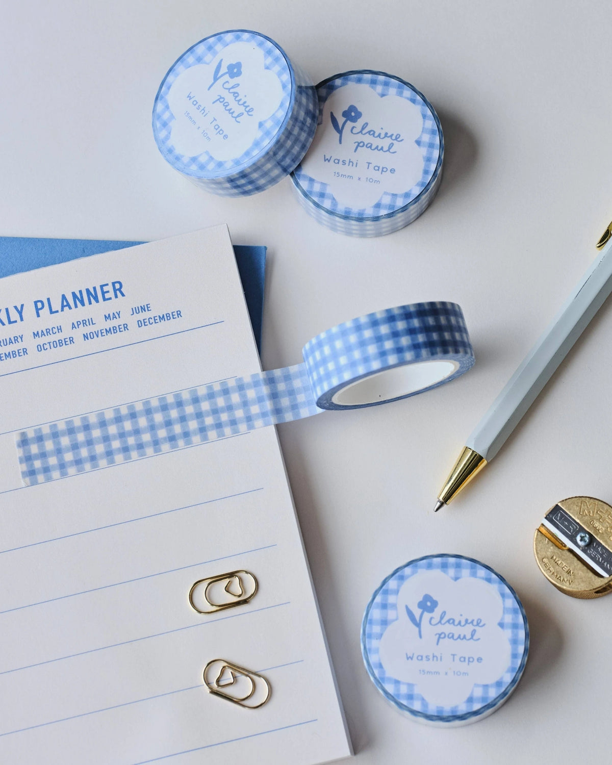 Blue gingham washi tape