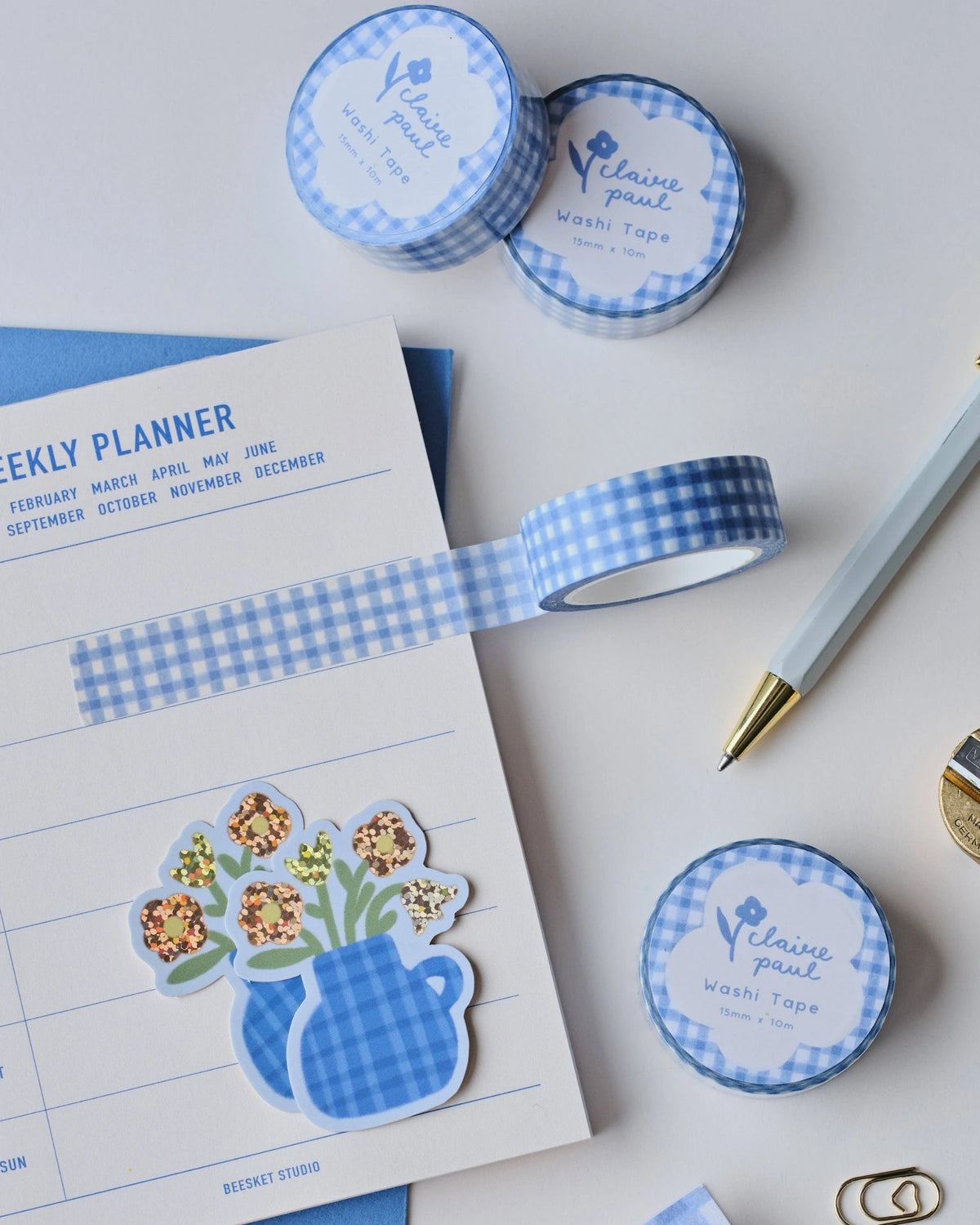 Blue gingham washi tape