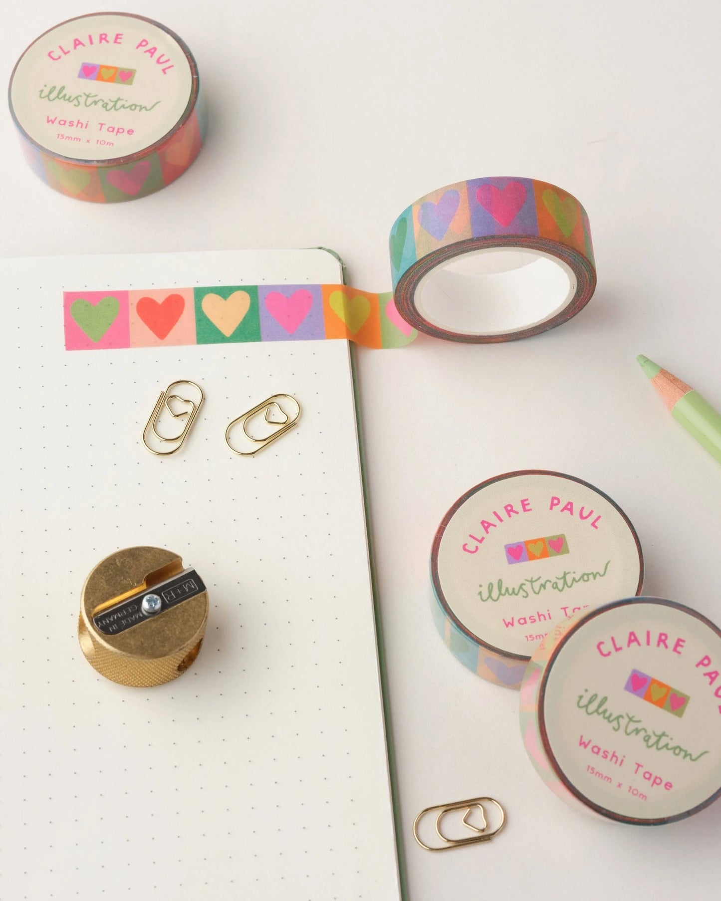 Rainbow love hearts washi tape
