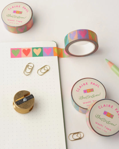 Rainbow love hearts washi tape
