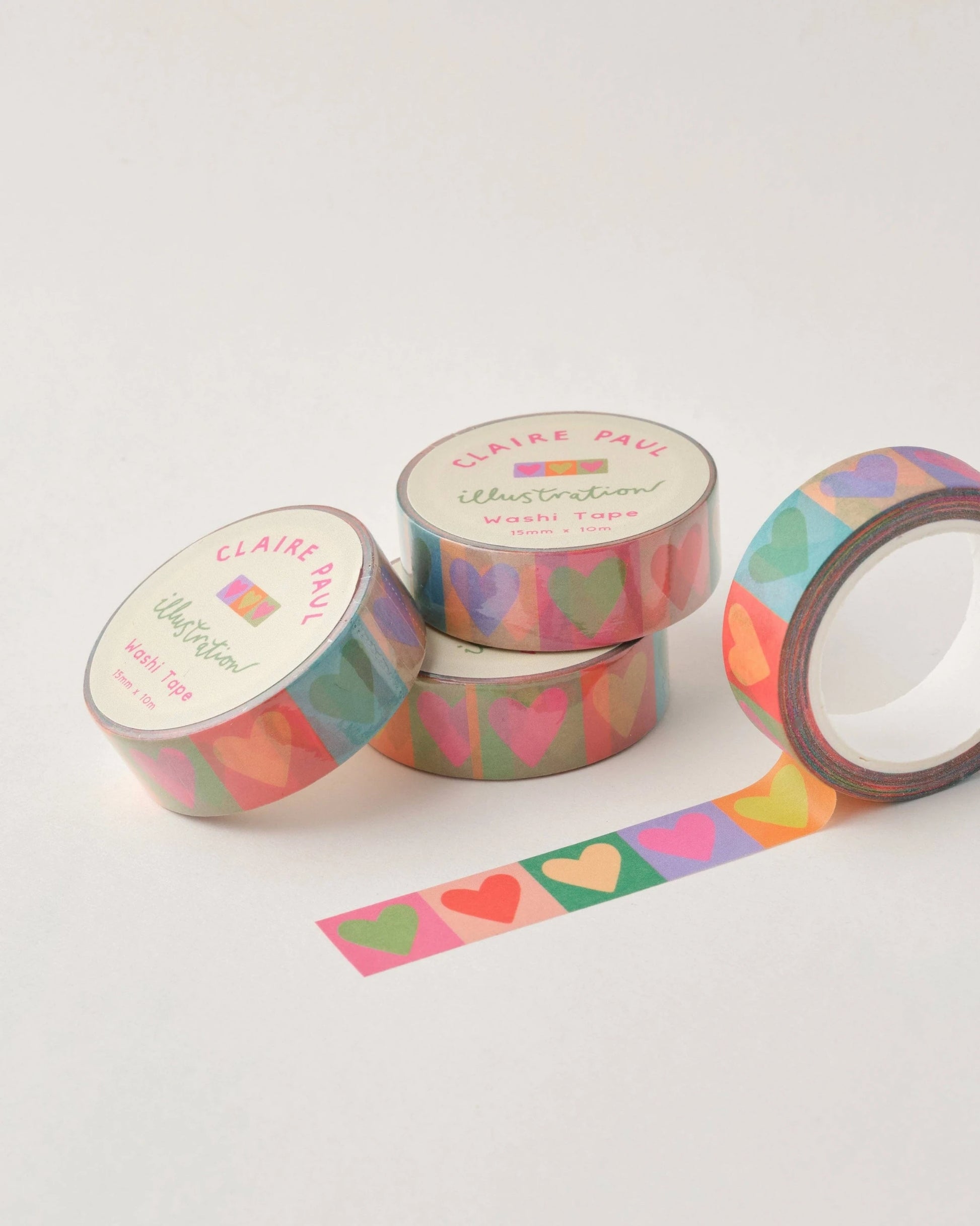 Rainbow love hearts washi tape