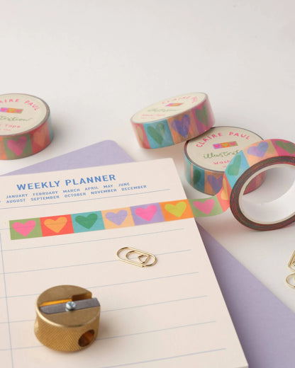 Rainbow love hearts washi tape