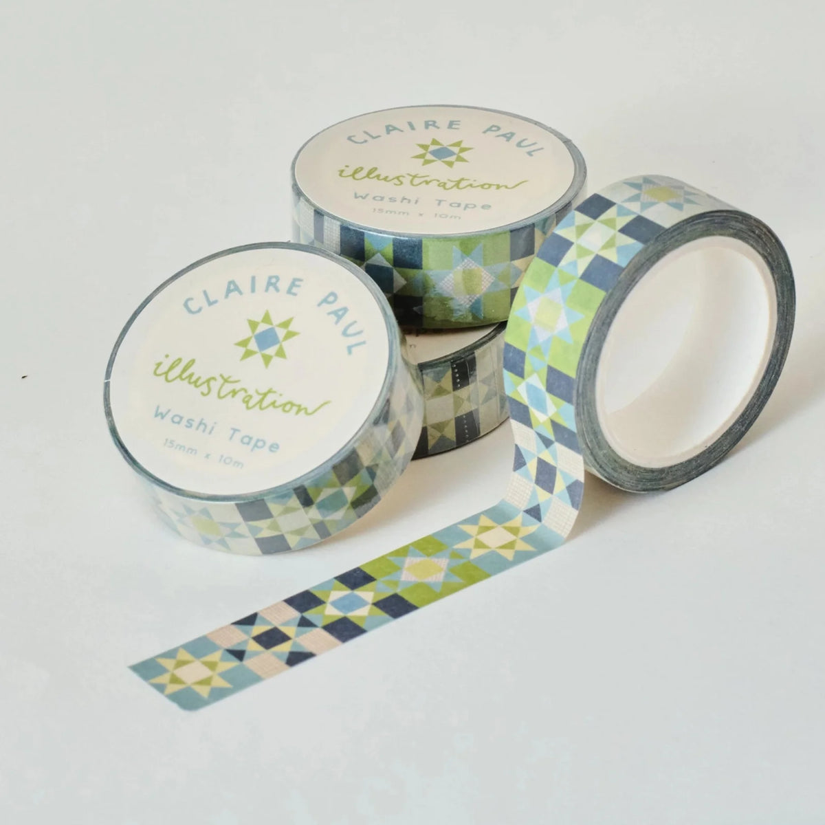 Patchwork Star Washi Tape - Blue