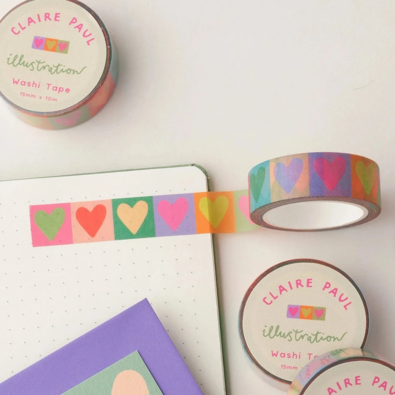 Rainbow love hearts washi tape