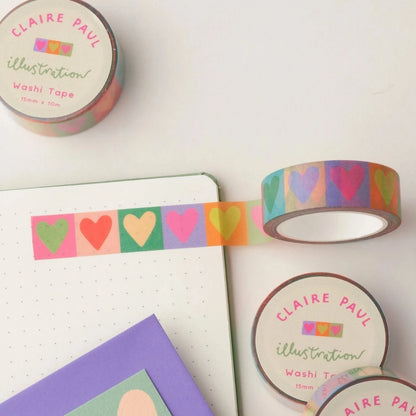 Rainbow love hearts washi tape