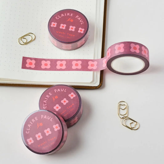 Pink Block Flower Washi Tape