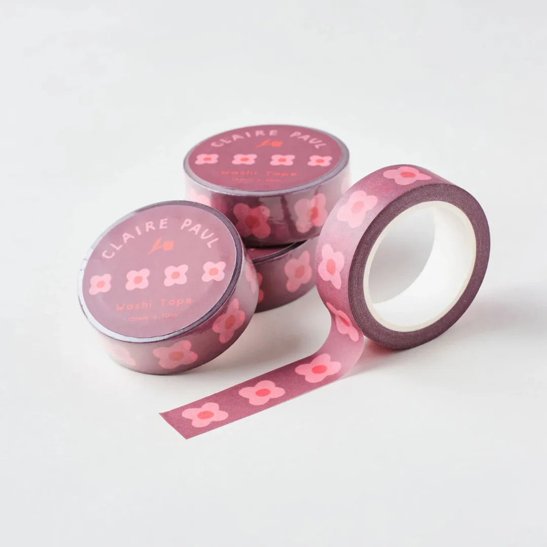 Pink Block Flower Washi Tape