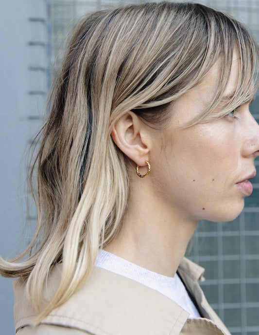 Gold Hammered Hoop Earrings