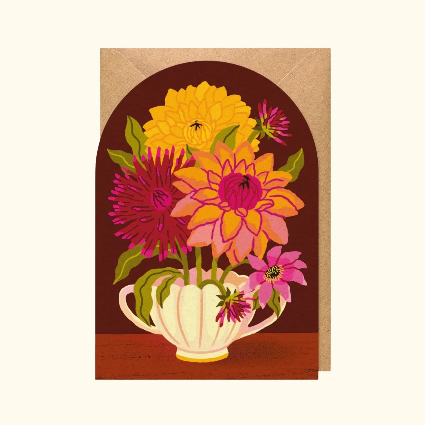 Dahlia floral greeting card by Studio Boketto