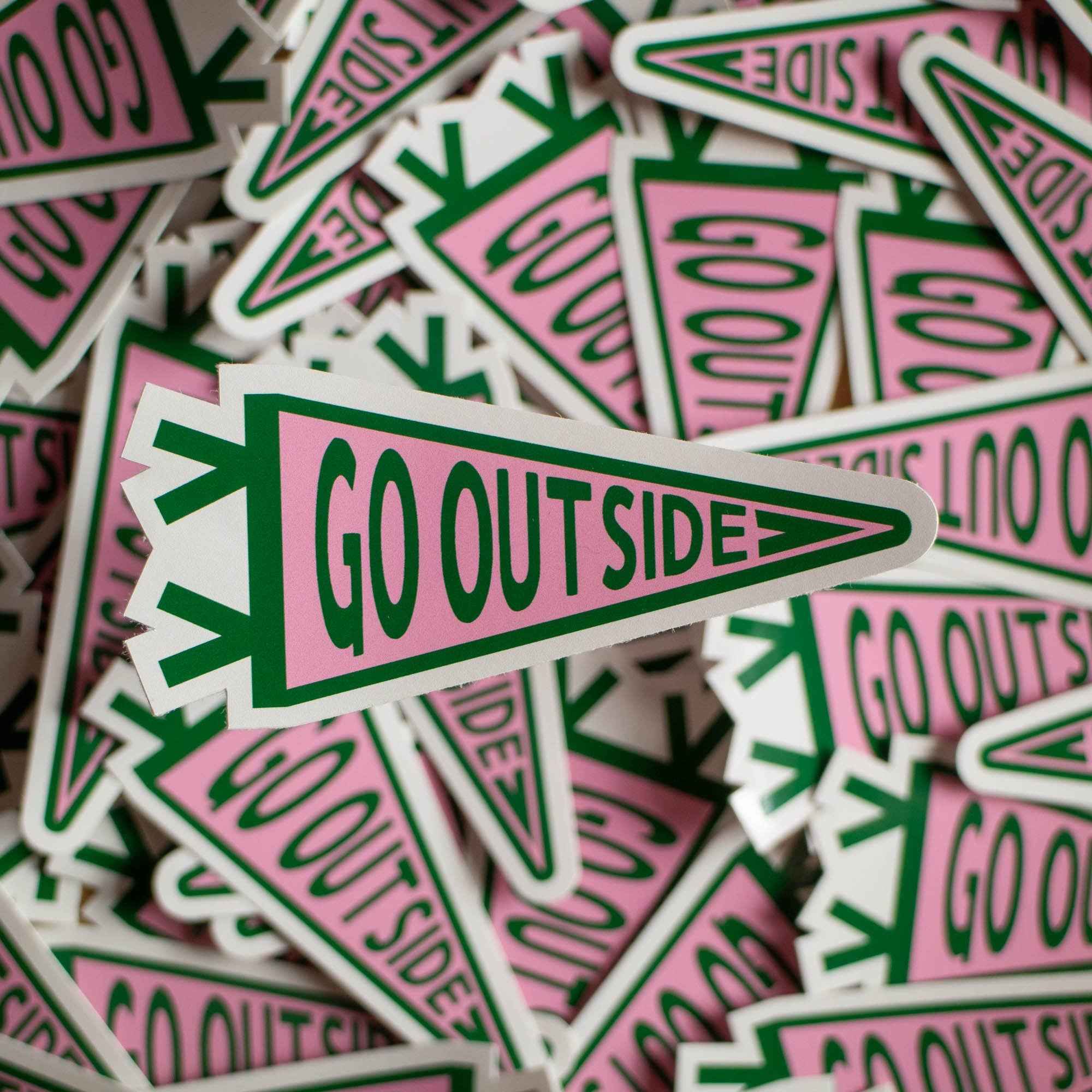 Bold “Go Outside” vinyl sticker by Finest Imaginary.