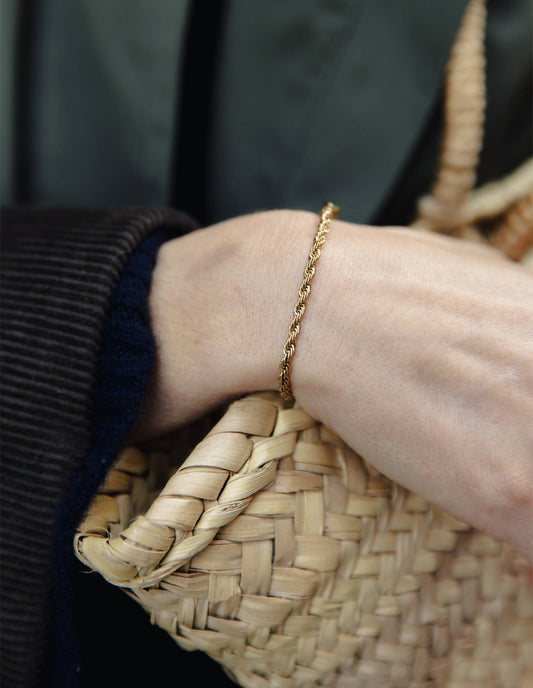 Gold 3mm Rope Twist Bracelet