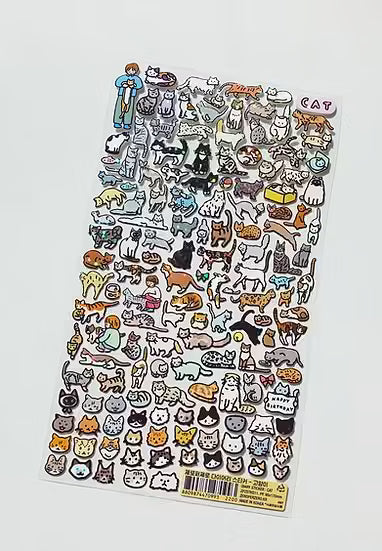 cat themed sticker sheet for journals, planners, notebooks