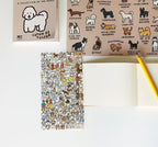 close up of dog themed illustrated sticker set