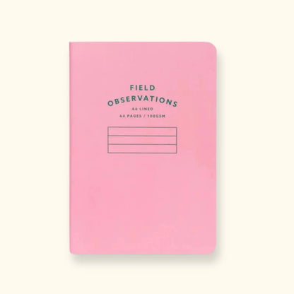 A6 Field Observations notebook, pink, lined pages