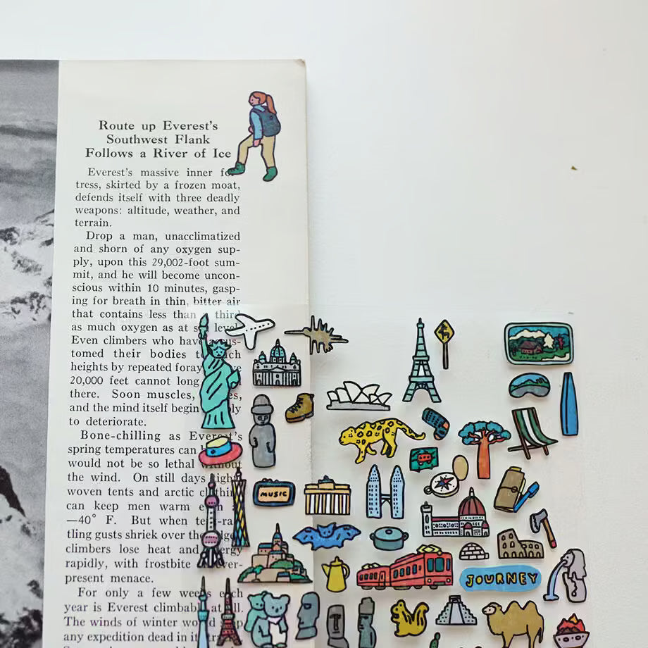 Travel themed sticker sheet