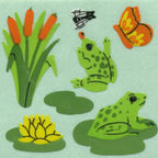 Fuzzy Frog & Lily Pad Mini Sticker Sheet