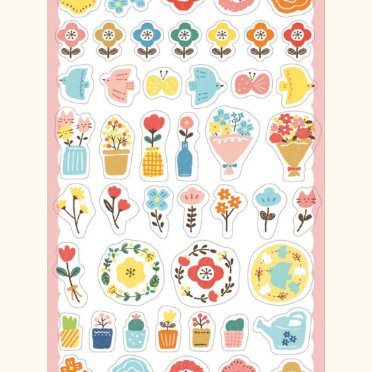 Watashi Biyori Daily Sticker Sheet - Colourful Flowers