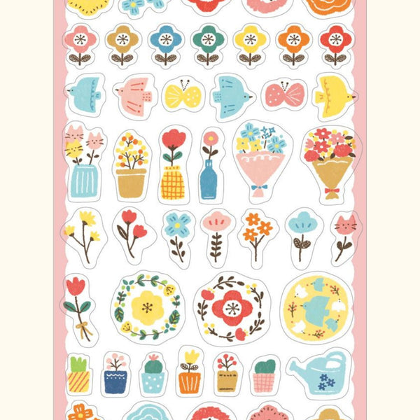 Watashi Biyori Daily Sticker Sheet - Colourful Flowers