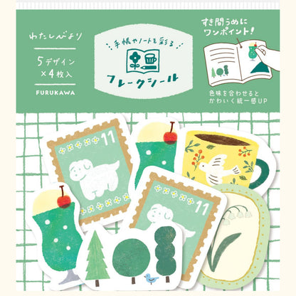 Watashi-biyori Washi Flake Stickers in Green