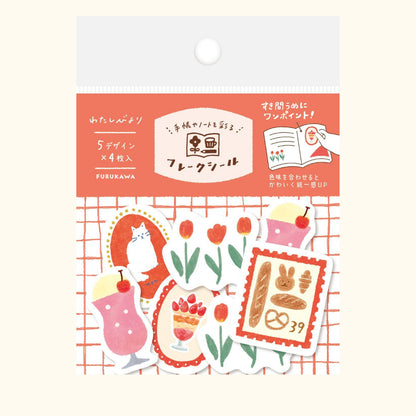 Watashi-biyori Washi Flake Stickers in Red
