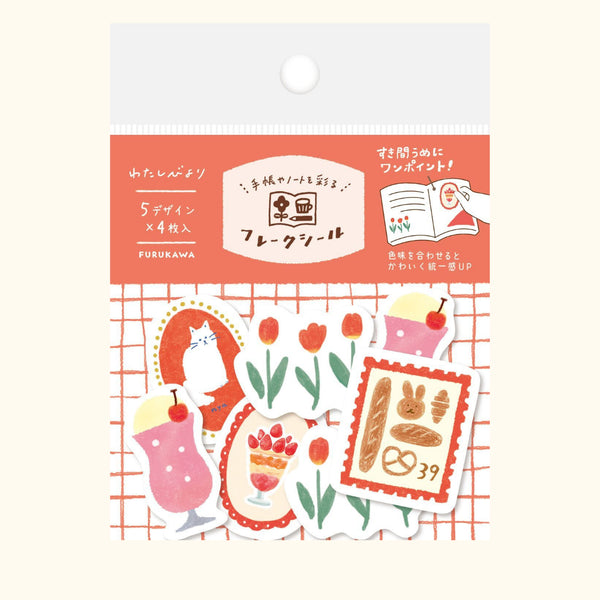 Watashi-biyori Washi Flake Stickers in Red
