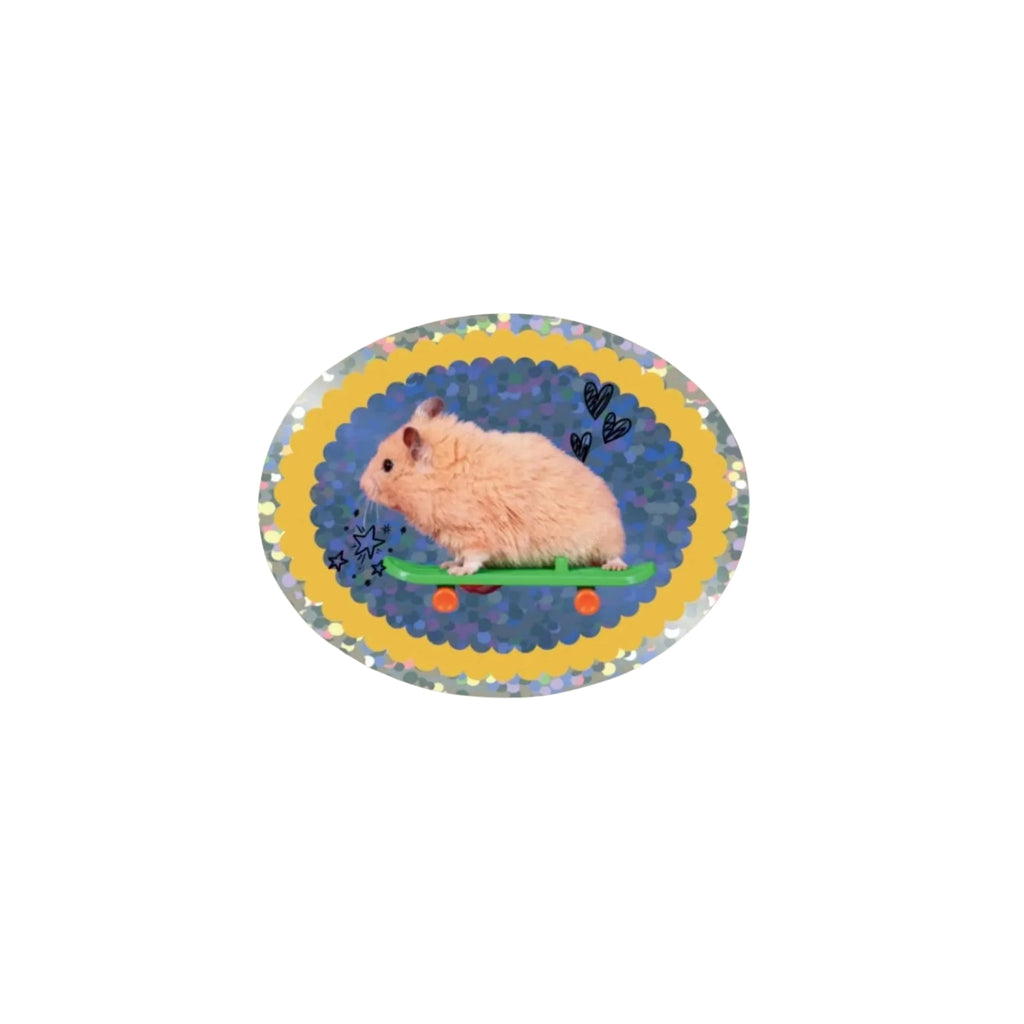 Skateboard Hamster Glitter Sticker