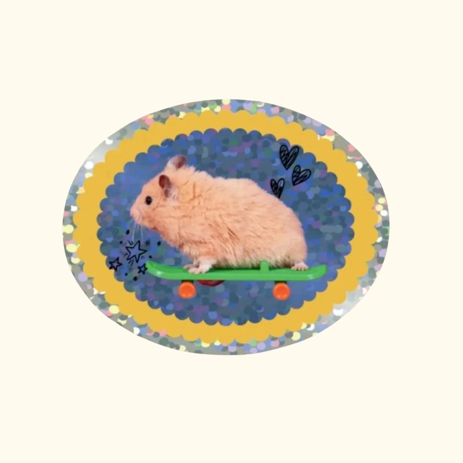 Skateboard hamster glitter sticker