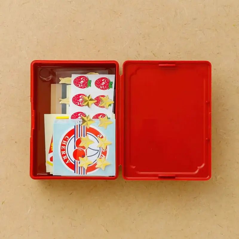 Hightide Mini Toolbox in red on desk
