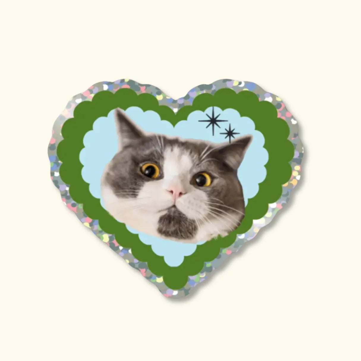 Love Cat Glitter Vinyl Sticker 