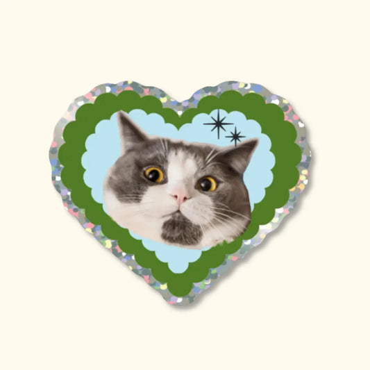 Love Cat Glitter Vinyl Sticker 