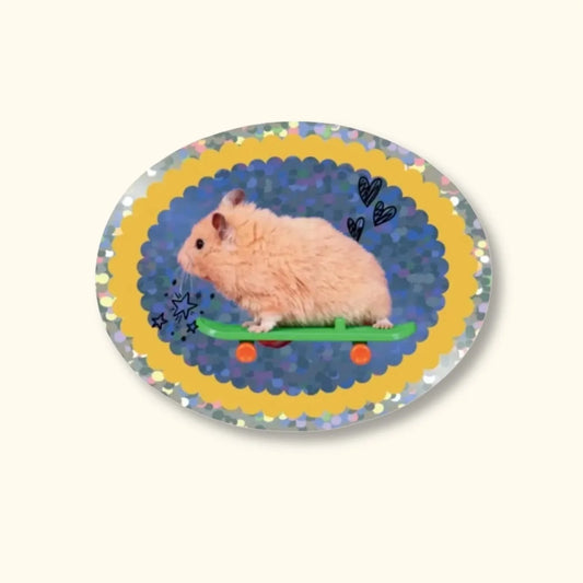 Skateboard Hamster Glitter Sticker