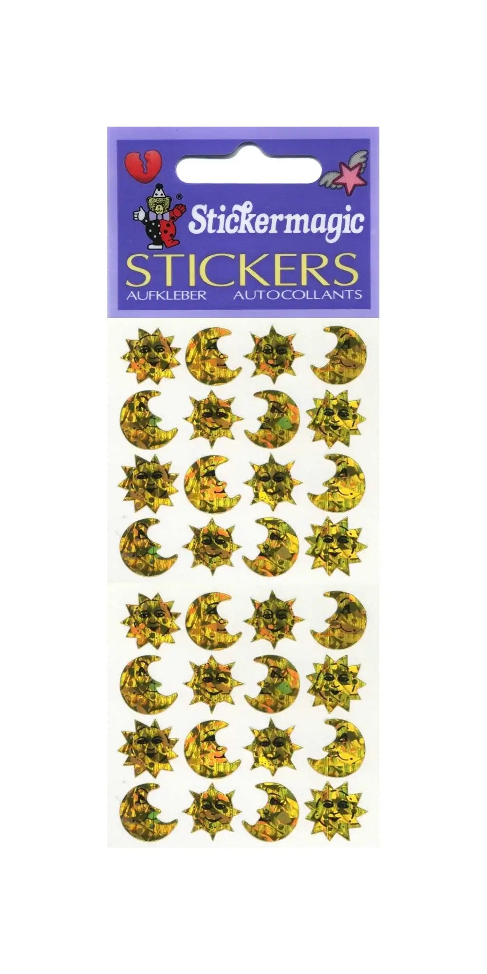 Retro holographic sun and moon mini sticker sheet