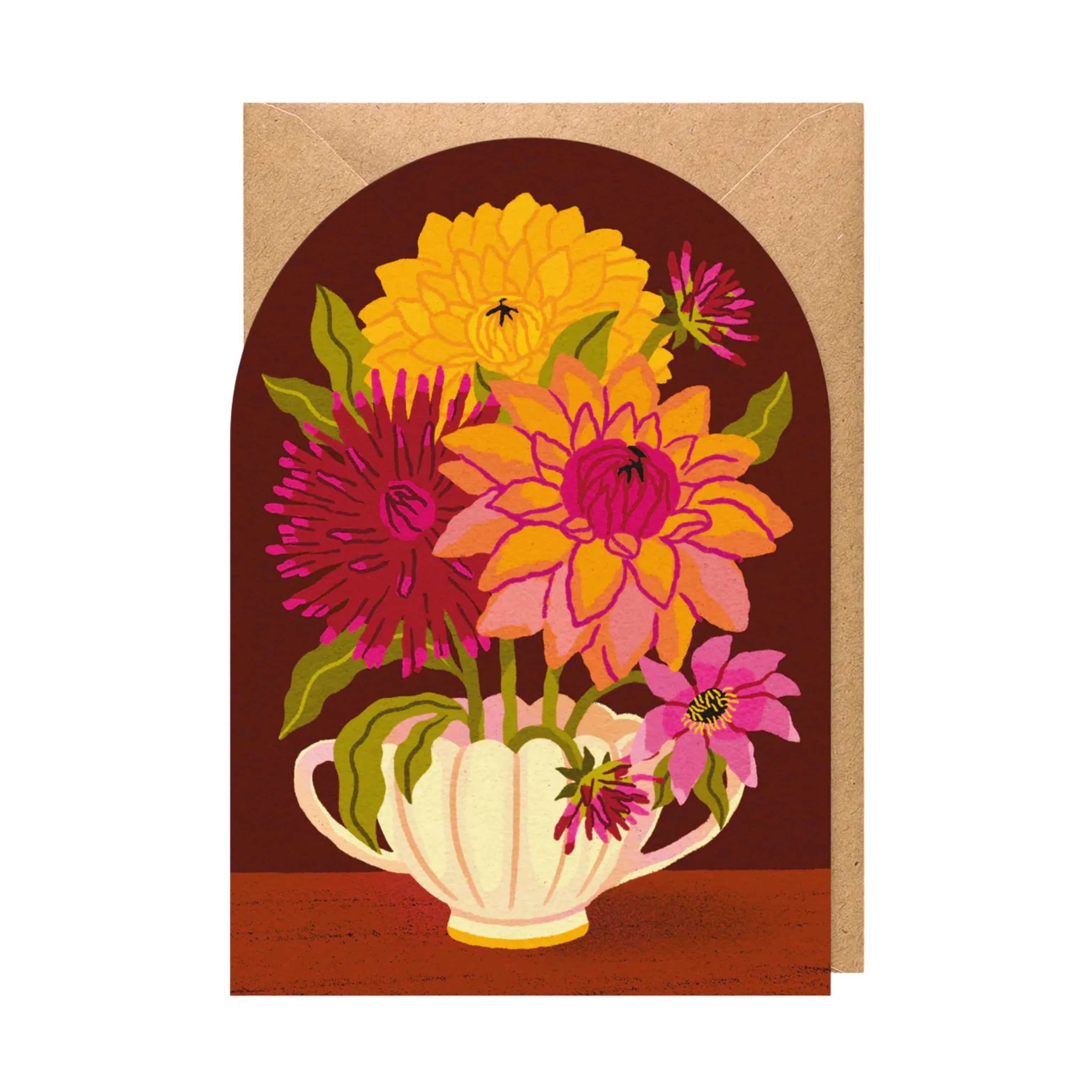 Dahlia Floral Greeting Card by Studio Boketto