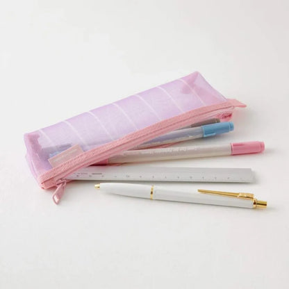 Midori Mesh Pen Case – Pink Stripe