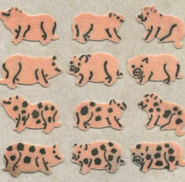 Fuzzy Micro Pig Mini Sticker Sheet
