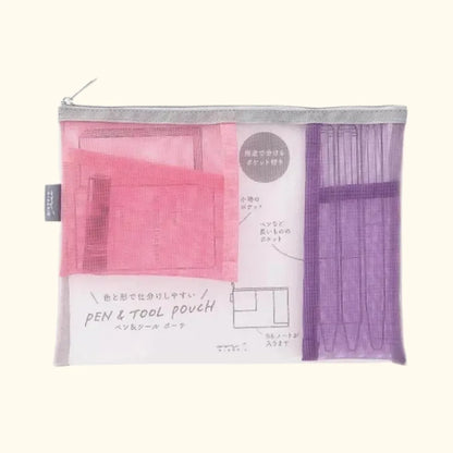 Midori Pen & Tool Pouch Mesh – Pink