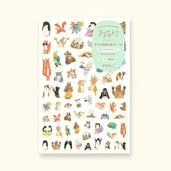 Midori Yuru Log Sticker Sheet – Animal