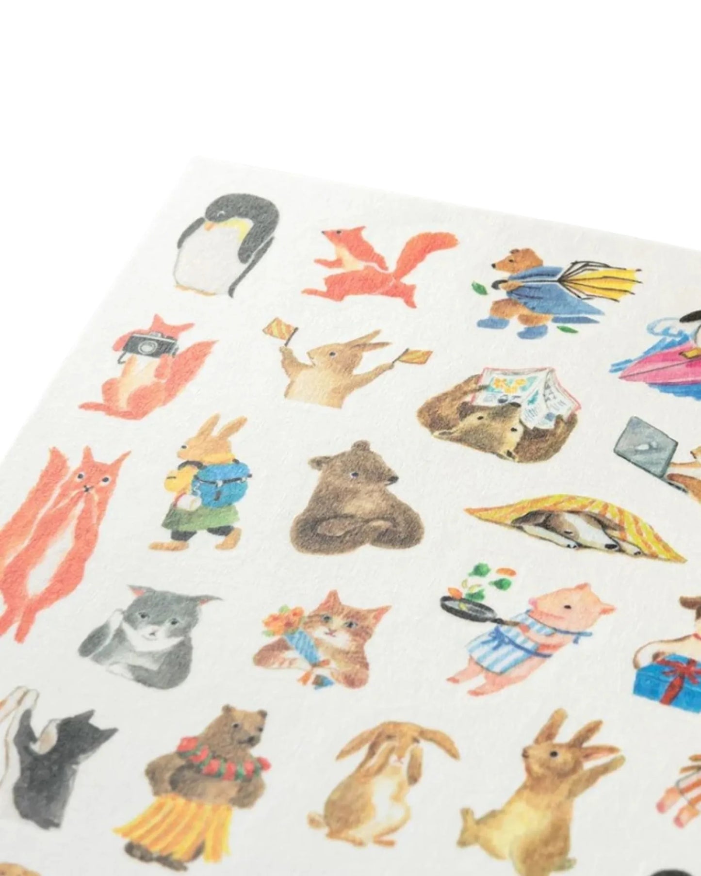Midori Yuru Log sticker sheet – animal design