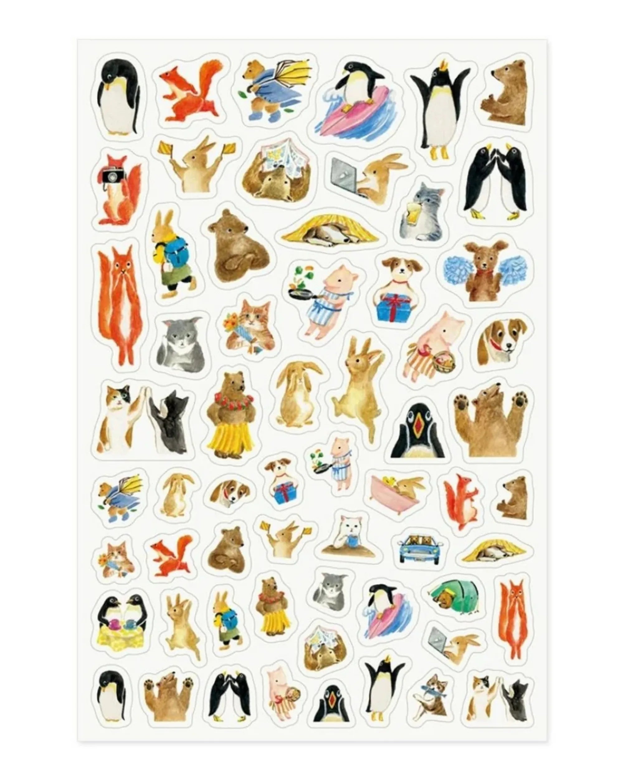 Midori Yuru Log Sticker Sheet – Animal