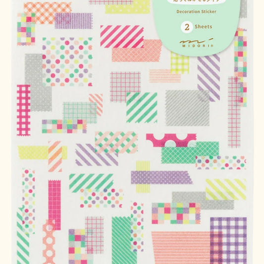 Midori Yuru Log sticker sheets, collage tape, 2 sheets