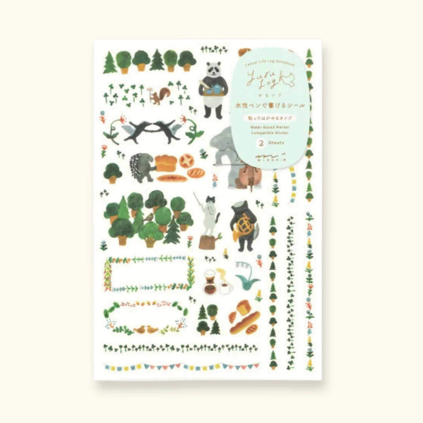 Midori Yuru Log Sticker Sheets – Scandinavia (Set of 2)