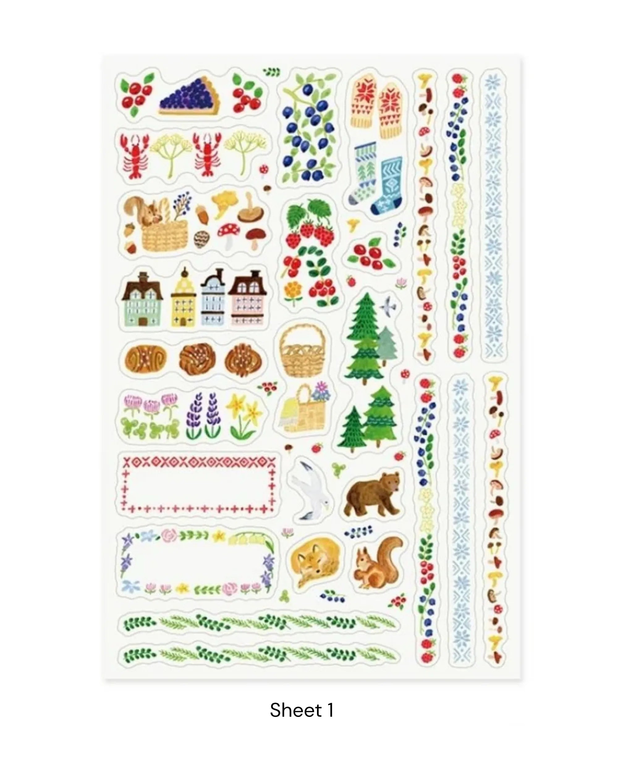Midori Yuru Log Sticker Sheets – Forest Animal (Set of 2)